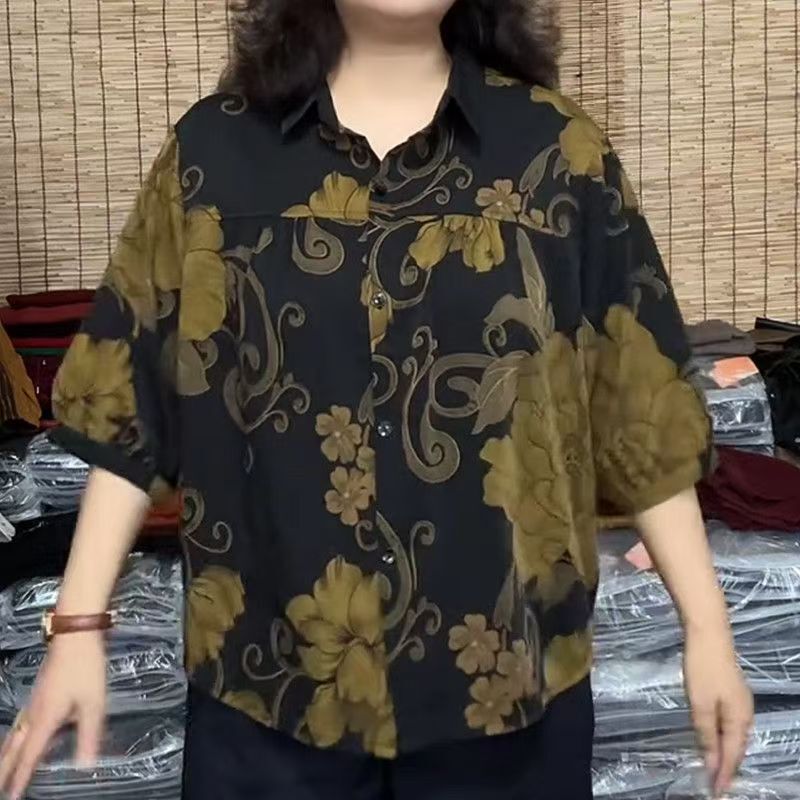 2026 New Summer Style Printed Shirts for Middle-Aged and Elderly Mothers, Loose Large Size Stylish Short-Sleeved Shirts for Women 2026 New Summer Style Printed Shirts for Middle-Aged and Elderly Mothers, Loose Large Size Stylish Short-Sleeved Shirts for Women