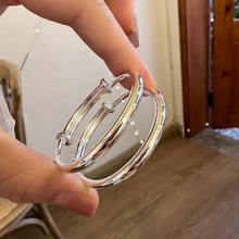 足银9999光面圆棍大童银童镯 足银大宝宝典雅纯银童镯银饰批发