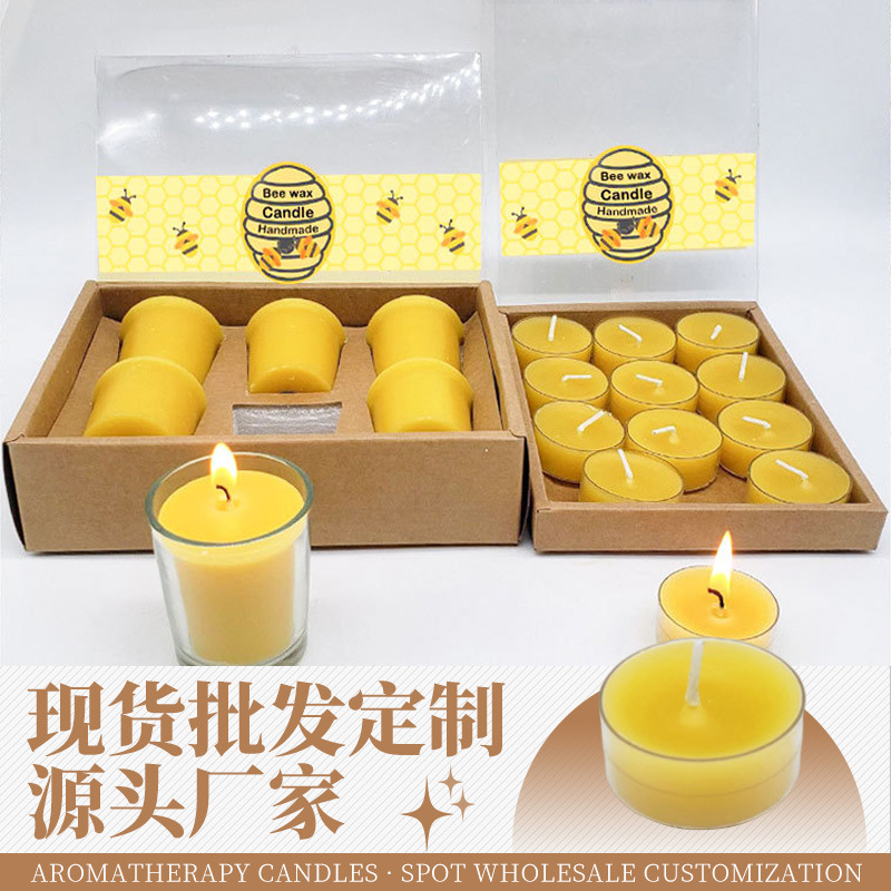 蜂蜡批发圆柱几何立体装饰布置小摆件厂家圣诞透明壳无烟菩提蜡烛