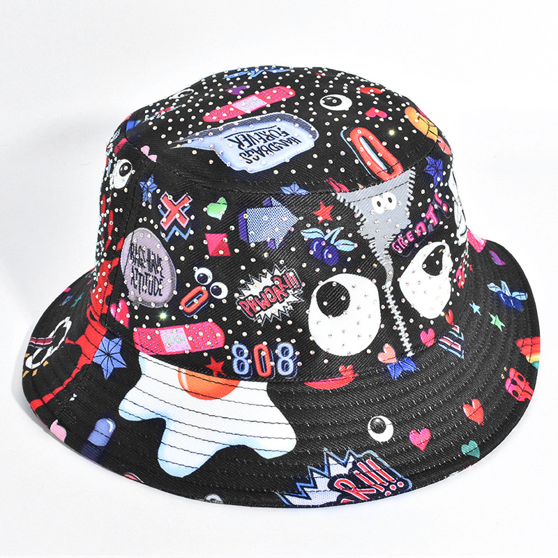 Impreso graffiti sombrero femenino verano protección solar UV pescador sombrero cara cubierta sol sombrero grande