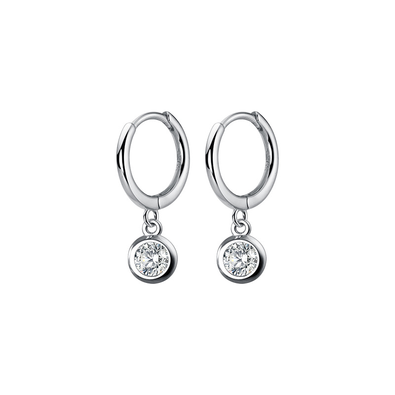 Eloch s925 plata perfiles de orejas redondas para mujeres estilo coreano de aire frío geometría simple diamantes pendientes joyas de orejas G8979