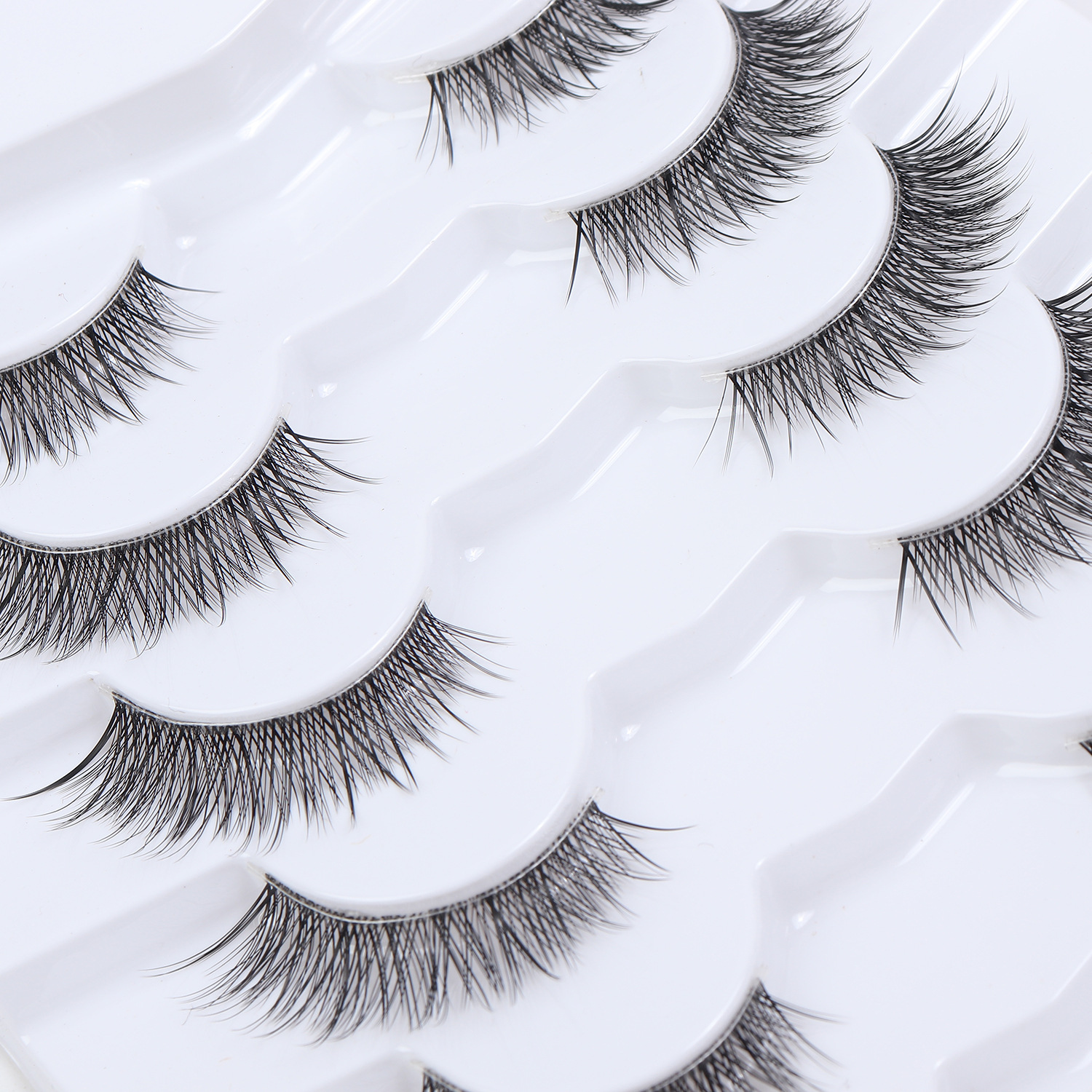 Pestañas postizas completas suave tallo transparente artificial rizado gruesas pestañas tridimensionales europeas y americanas siete pares de pestañas W2