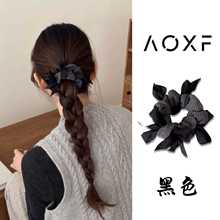 韩系小众编织蝴蝶结大肠发圈女款显发量丸子头发绳高级感马尾头绳