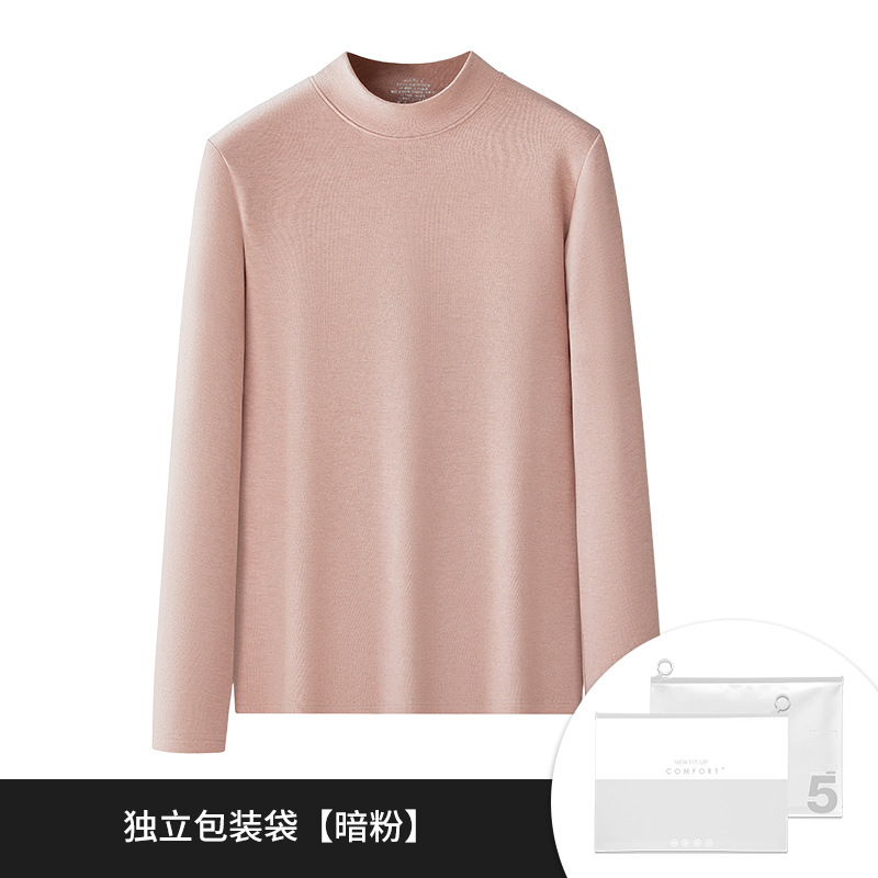 [Envío Gratis] Nueva Camiseta Térmica de Seda y Lana para Mujer, Otoño e Invierno, con Forro Polar y Cuello Medio Alto Engrosado