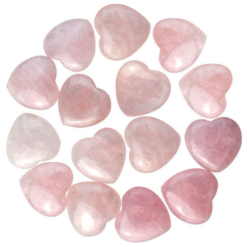 Amazon Cross-Border 2cm Natural Stone Pink Quartz Heart Gemstone Rose Heart-Shaped Crystal Raw Stone Polished Stone Palm Stone