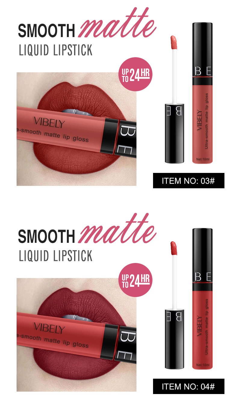VIBELY Cross-border Makeup Amazon matte non-stick cup lip gloss Non-fading long-lasting liquid Lipstick Export version undefined