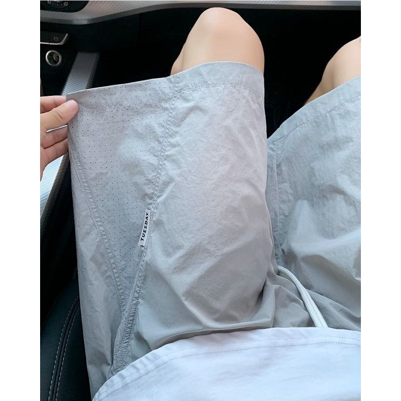 夏季速干美式薄款多巴胺网眼短裤透气沙滩裤宽松休闲五分裤子男士|undefined