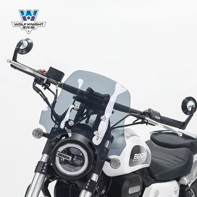 for Benda wollastonite 300 | Motorcycle front windshield - gray-stone-300-brown-35cm-high-with-navigation-bracket-rod