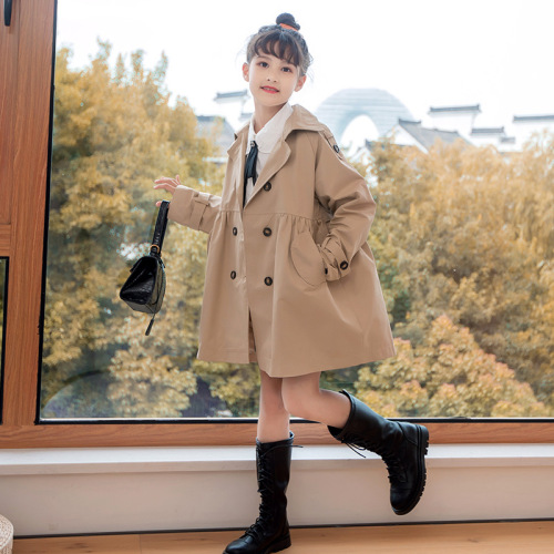 Children's Windbreaker Jacket 2024 for Older Children Spring Collection New Parent-Child Long Children's Windbreaker Autumn and Spring Season for Older Children