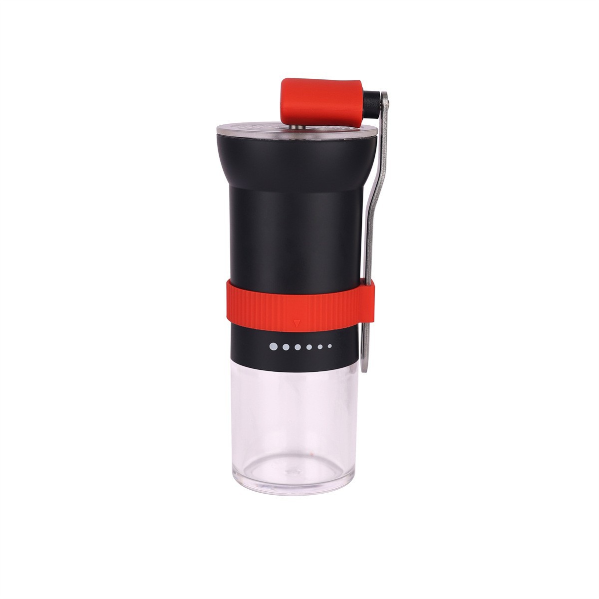 Molinillo de café manual SW-118 negro, de 6 velocidades y ajuste externo.