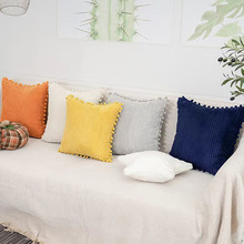 ins北欧风家居布艺样板间沙发抱枕套直条灯芯绒粗条靠背垫套子
