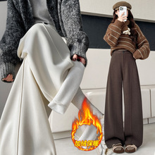 秋冬新款软糯复合面料拼接高端裤高腰百搭显瘦加绒裤