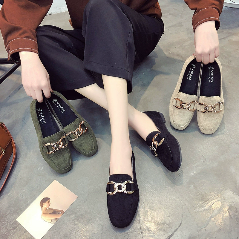2022 летние новые замшевые Модные металлические пряжки Bean обувь педаль ленивая обувь оптовая продажа с фабрики