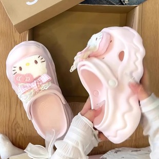 Cute Cartoon Cave Shoes Women's 2025 New Summer Outer Wear Thick Sole Increased Two-Wear Girl's Cool Slippers for Women
