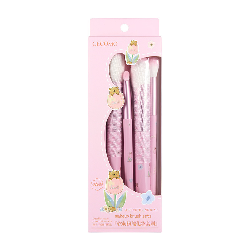 GECOMO set de cepillo de maquillaje blush cepillo de sombra de ojos cepillo de reparación 8 piezas set cepillo no comer polvo herramientas de maquillaje