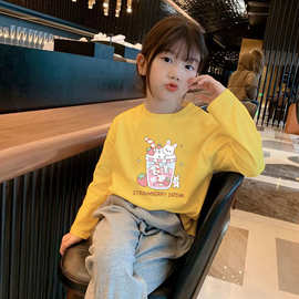 女童t恤长袖春秋2025新款儿童打底衫纯棉上衣大童衣服夏女孩春装