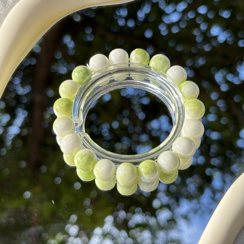 S045-라임그린-옥조각 모조 세라믹 팔찌#SZ328용