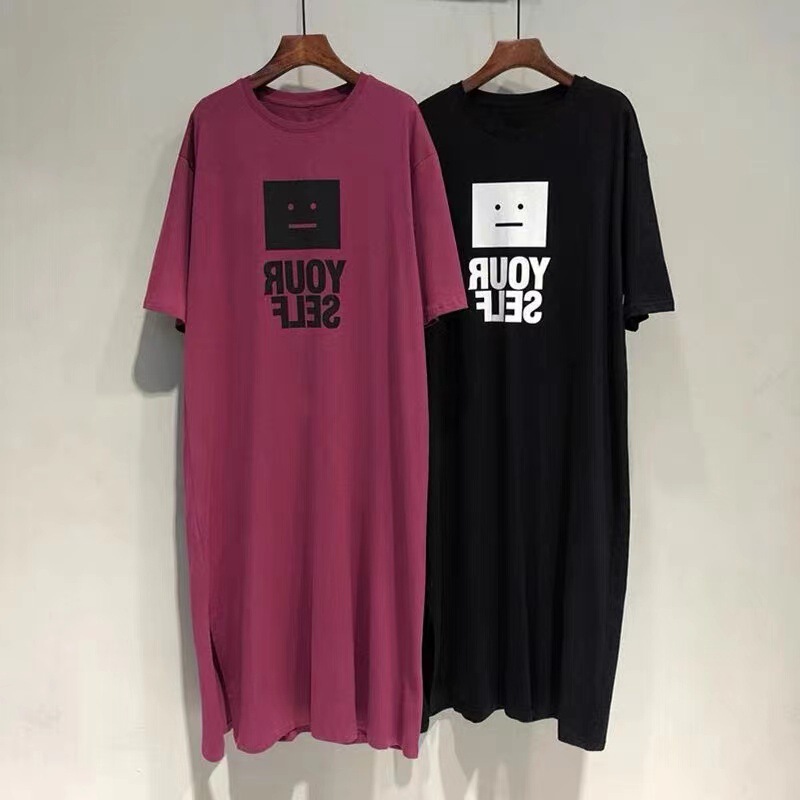 Korean style letters simple slimming dress women's 2024 Summer new Korean style loose casual straight T-shirt skirt