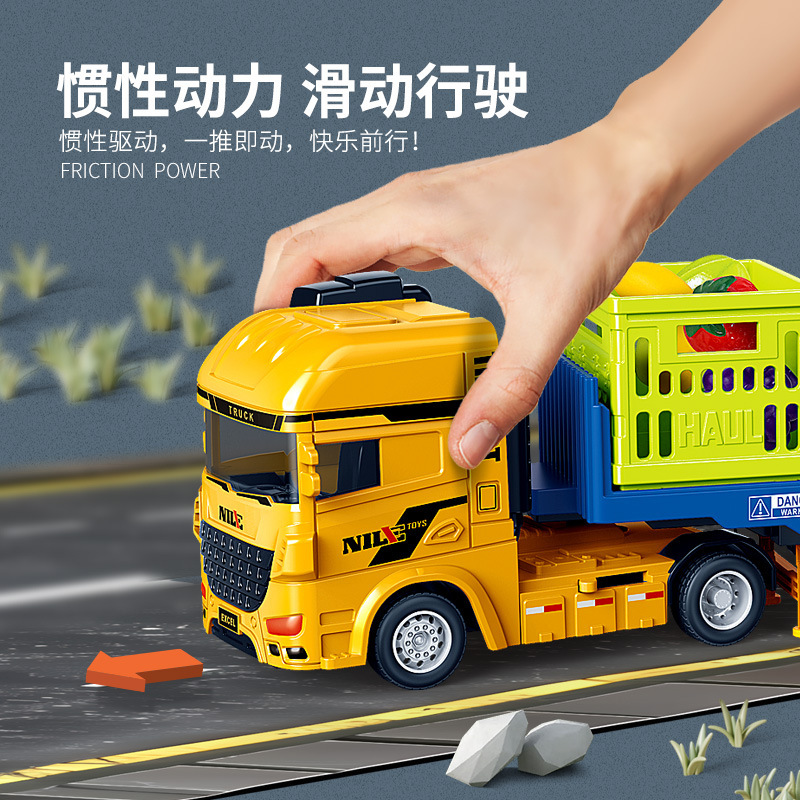 Cross-Border Hot-Selling Large Heavy-Duty Semi-Trailer Truck Inertia Boy Toy Freight Truck Logistics Transport Vehicle Simulation Model