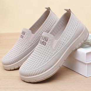 Women's Shoes, Versatile Autumn New Style Slip-On Old Beijing Cloth Shoes, Fly-Knit Mesh Breathable Casual Shoes Wholesale