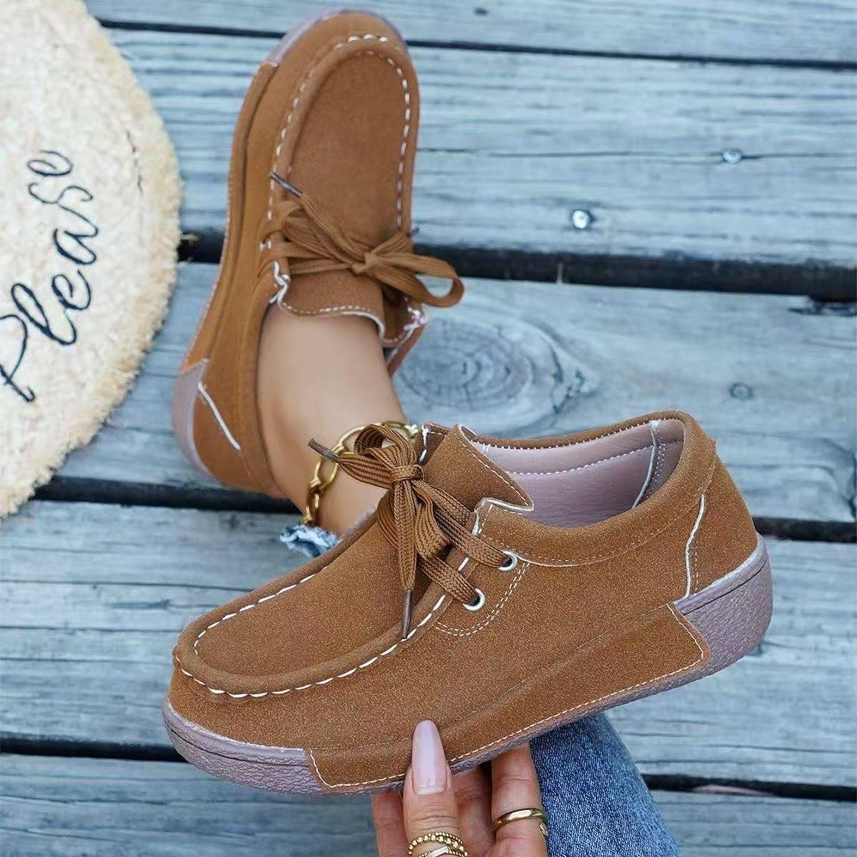 Comercio exterior Europa y América de tamaño grande moda zapatos casuales de suela gruesa para mujeres nuevos zapatos de camisa redondeada correa de zapatos perezosos transfronterizos image 4