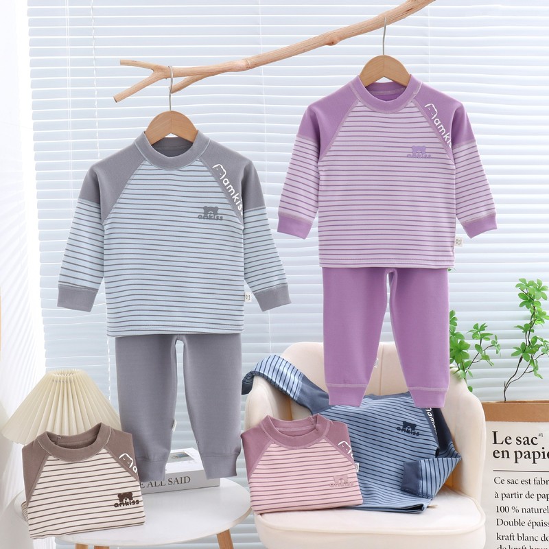 子供用保温下着セット赤ちゃん無骨秋衣秋ズボン2024徳パイル肩家庭服男女児童パジャマ|undefined