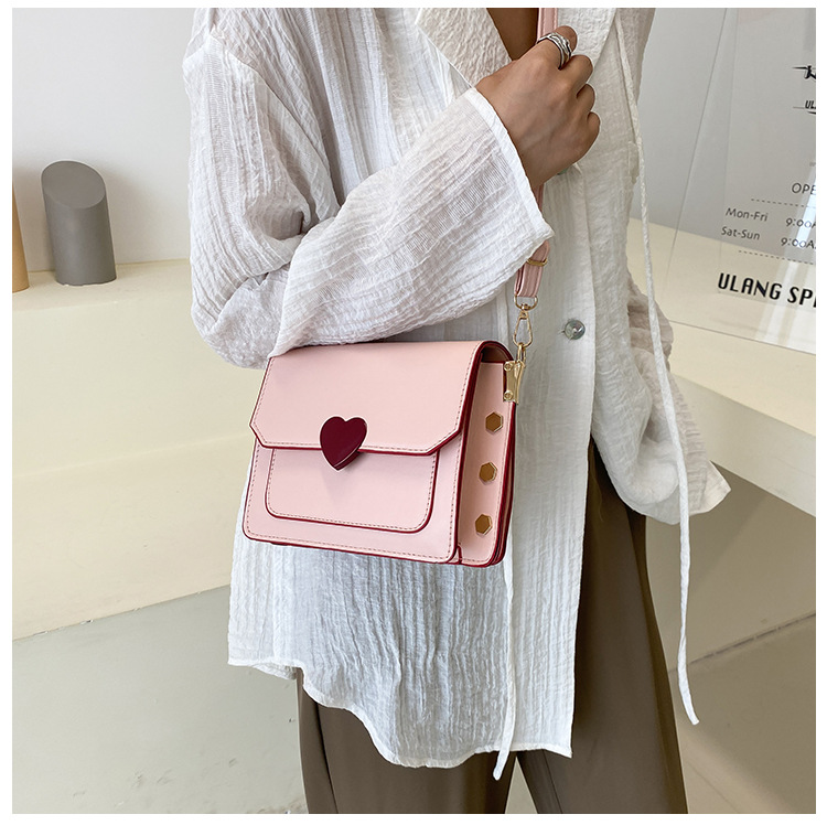 448g Weight Magnetic Buckle Closure Type Single Shoulder Strap Strap Type Crossbody Bag Bags Type Shopping Occasion Pu Leather Material Solid Color Pattern All Seasons Season Women's Gender Streetwear Style Square Shape Medium Size Women's Medium Pu Leather Heart Shape Solid Color Streetwear Square Magnetic Buckle Crossbody Bag 5