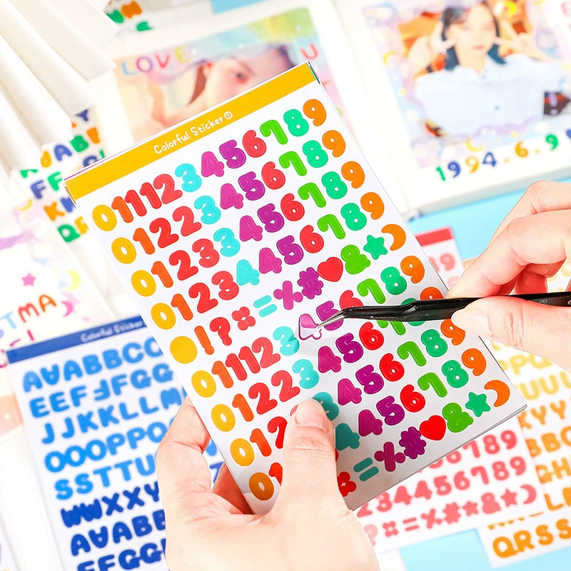 Цветные буквенно-цифровые наклейки для трансграничной торговли, декоративные наклейки для планировщиков, наклейки из материала Guka, детские канцелярские наклейки, самоклеящиеся наклейки
