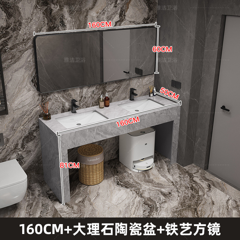 モダンでシンプルな大理石のダブル洗面台公共トイレ洗面台床置き洗面台キャビネットの組み合わせ|undefined