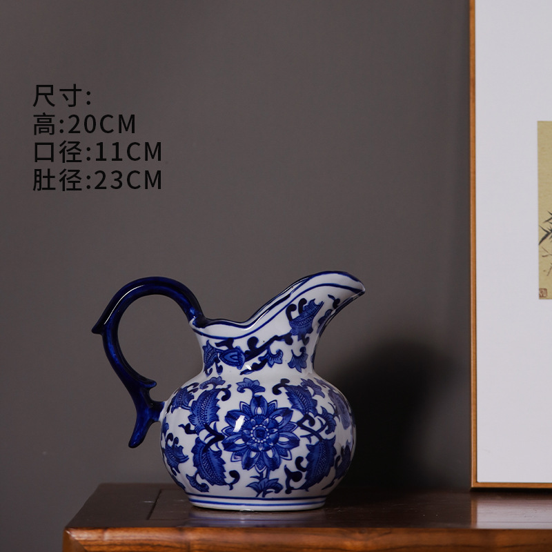 Jingdezhen vasijas de cerámica, vasijas de leche, vasijas de cerámica de color azul, vasijas de cerámica de estilo chino, gabinete de televisión, adornos, vasijas de cerámica