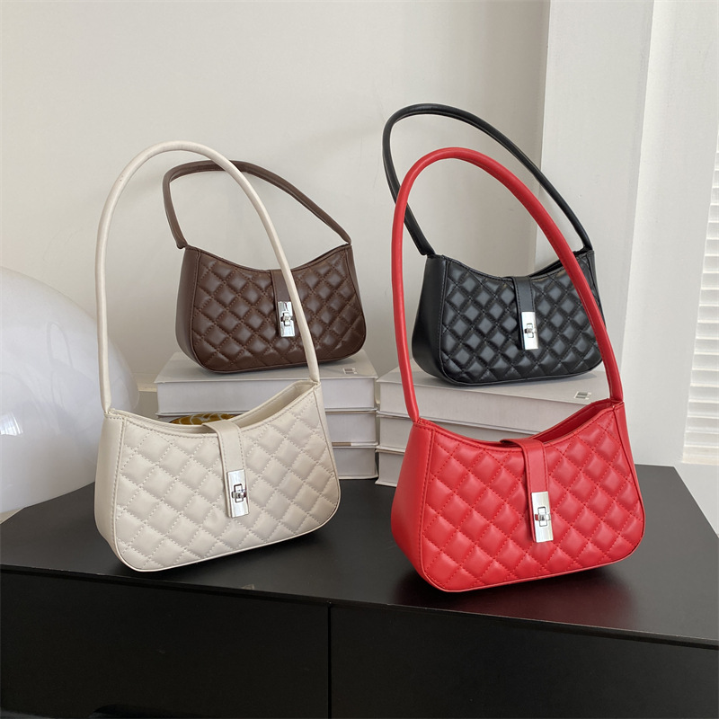 Diamond Grid Underarm Bag Women's 2023 Autumn/Winter New Fashion PU Single Shoulder Bag Dumpling Bag Large Mixed Wholesale