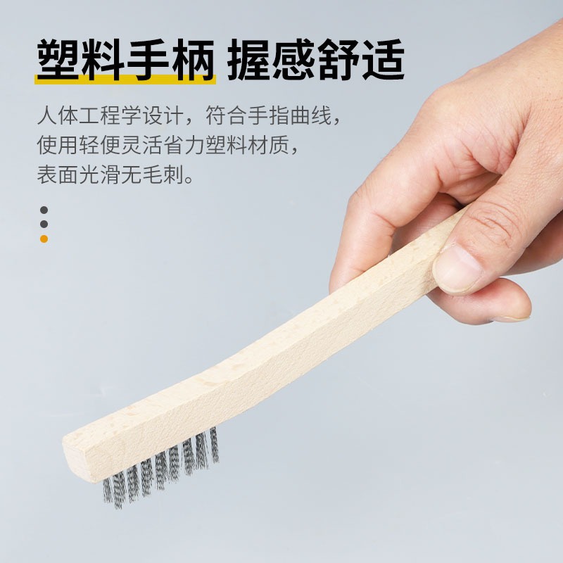 Mini cepillo de alambre multifuncional cepillo de cuchillo de acero inoxidable limpio desincrustante desoxidante pulido cepillo de mango de madera personalizado