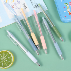 馬卡龍按動中性筆透明杆糖果色黑色水筆簽字筆0.5mm筆芯學習用品