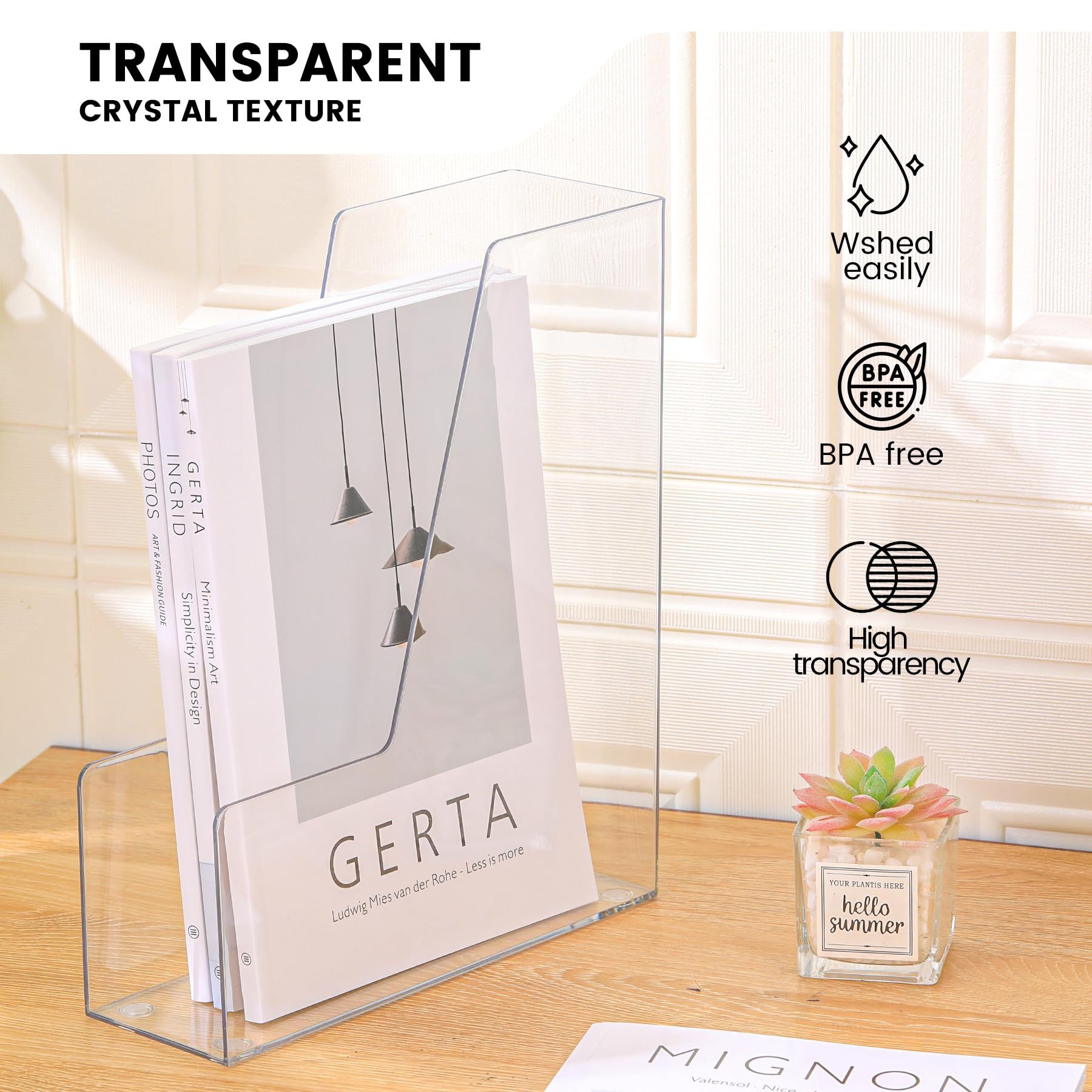 亚克力杂志文件架桌面收纳杂志架有机玻璃文件分类架高透明度