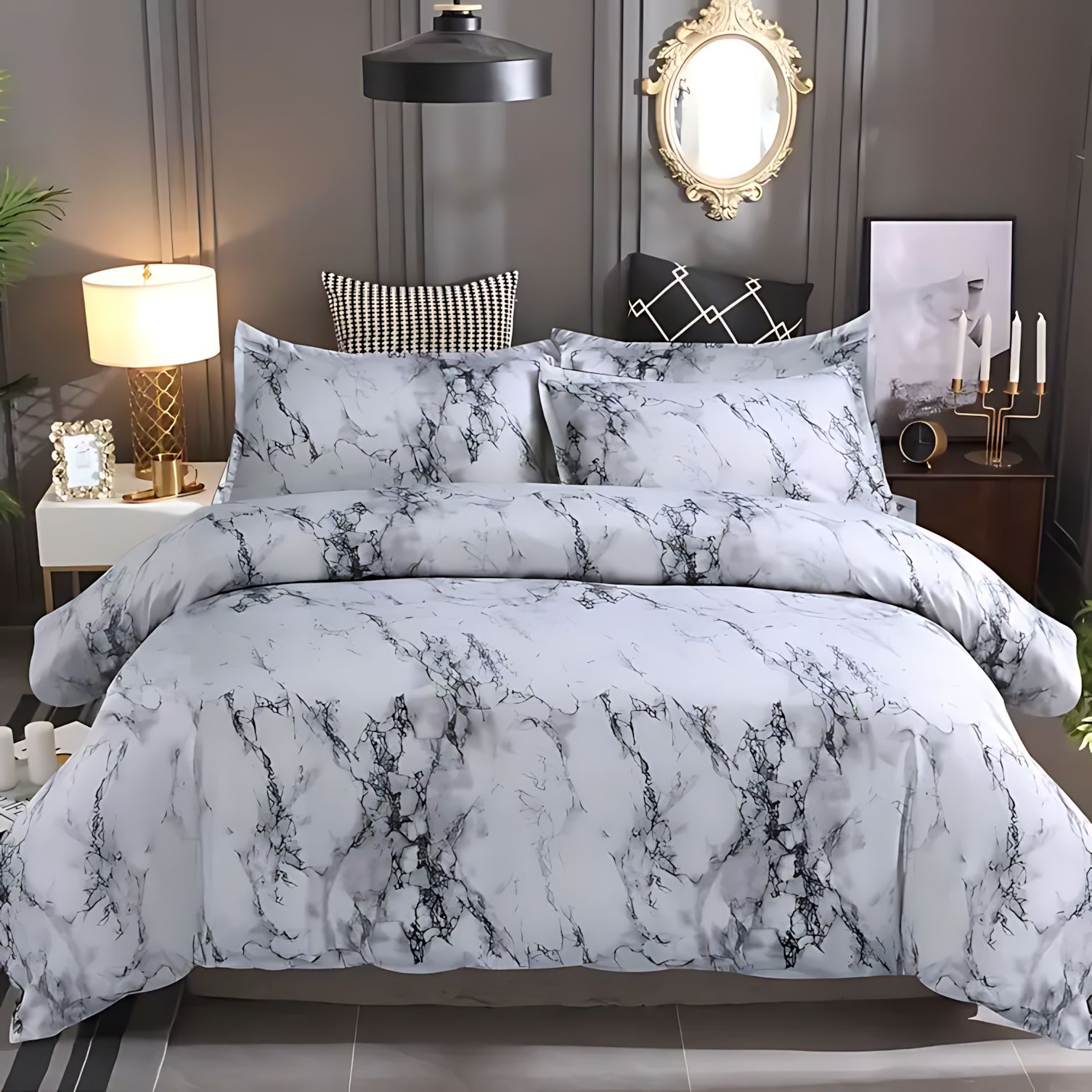 TEMU / JIT transfronterizo suave y cómoda fibra química transpirable patrón de cerdas de impresión digital 3D kit de edredón