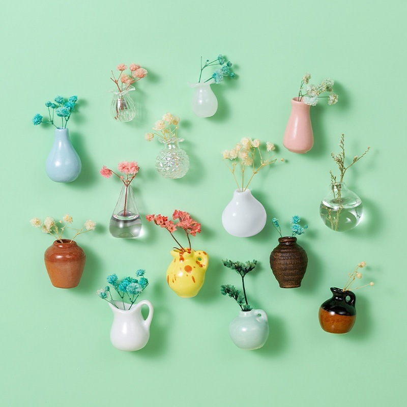 Mini vasos de adsorción transfronterizos refrigerador pegatinas decoraciones ins cerámica mosaico mini vasos de flores para gatos deben recolectar botellas