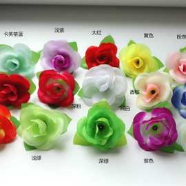仿真绿叶仿真玫瑰花朵花头婚庆拱门插花手工diy发夹花环婚庆撒花