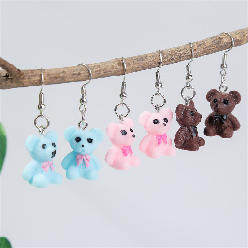 Nihaojewelry Jewelry Wholesale Cute Acrylic Bear Earrings Three Pairs Set display picture 2