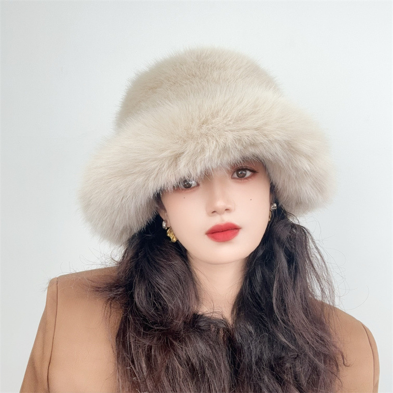 Lyxig vinter bucket hat i fuskpäls unisex_voghion.com