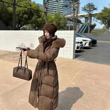 2025年新高端狐狸毛领女白鸭绒加厚中长款收腰过膝韩版显瘦宽松外