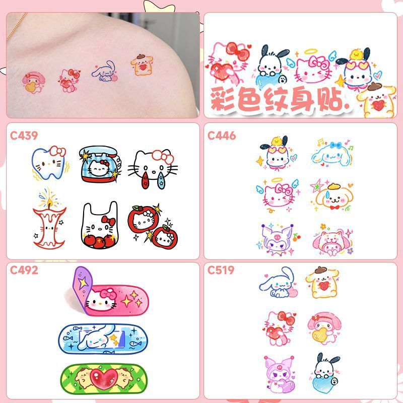 Sanrio Hello Kitty Cute Cartoon Colorful Tattoo Stickers for Girls, Small Patterns for Hands, Realistic Children's Waterproof Kuromi Sanrio Hello Kitty Cute Cartoon Colorful Tattoo Stickers for Girls, Small Patterns for Hands, Realistic Children's Waterproof Kuromi