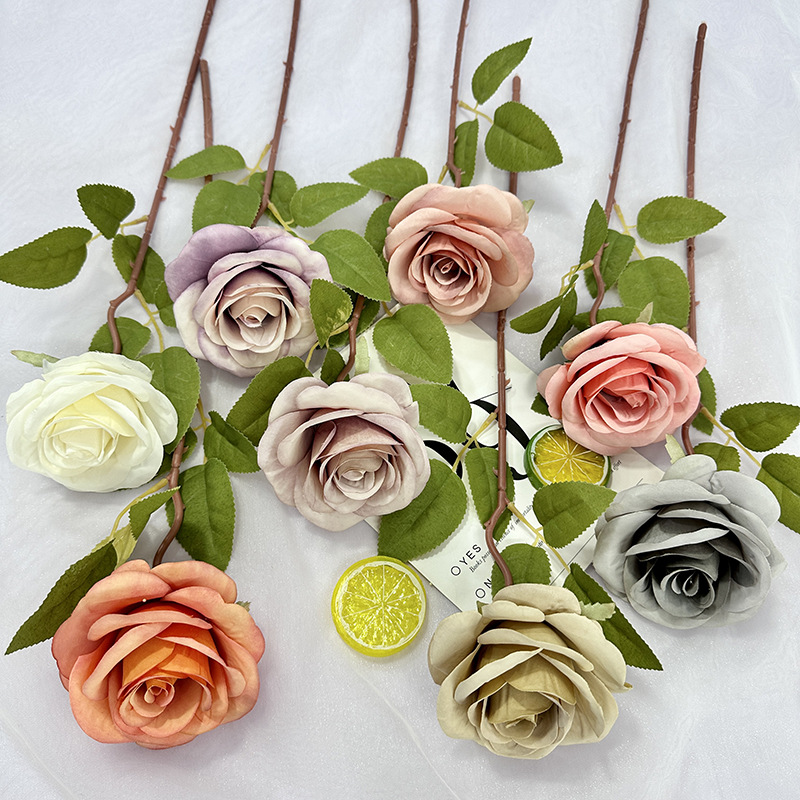 Usine Directe fleur artificielle de mariage Rose série unique néerlandais rose fleur artificielle en tissu enduit fleur arrangement de fleurs ornements