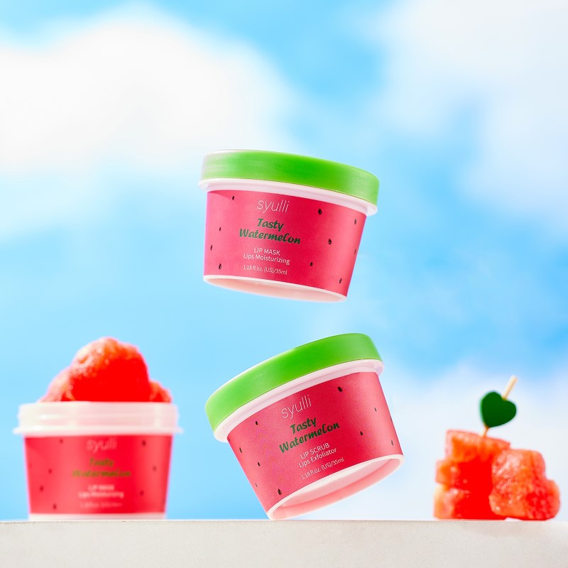 Cross-border foreign trade exclusive watermelon lip mask scrub set for exfoliating dead skin and moisturizing, OEM private label, hot-selling product