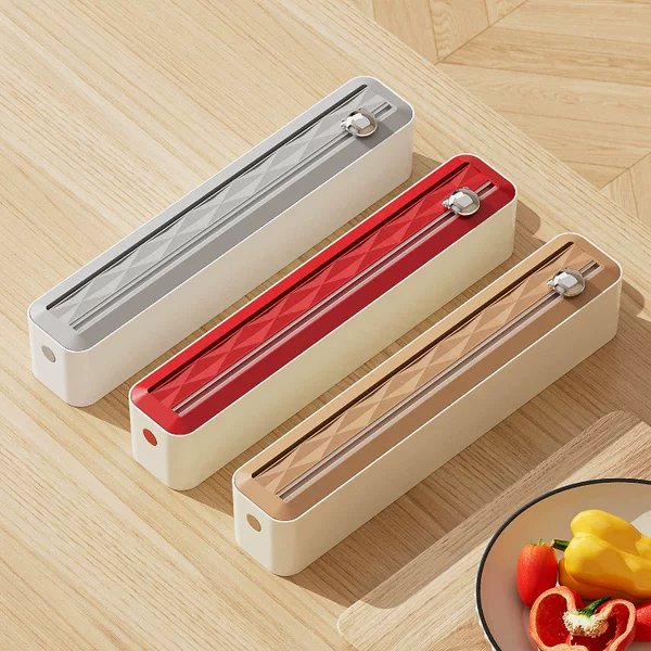 Household Kitchen Plastic Wrap Cutter Magnetic Double Sliding Knife Plastic Wrap Cutter Baking Paper Tin Foil Cutter