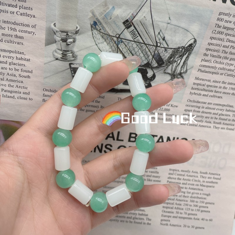 Original ecología multicolor imitación hetian jade pulsera de bambú dedo sinuoso pulsera suave placa jugando yin cubo de cuero cuentas de buda para hombres y mujeres