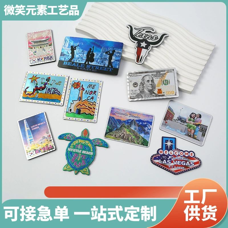 Персонализированные креативные магниты на холодильник из алюминиевой фольги, рефракционные тисненые двухслойные деревянные магниты на холодильник с героями мультфильмов, оптовая продажа