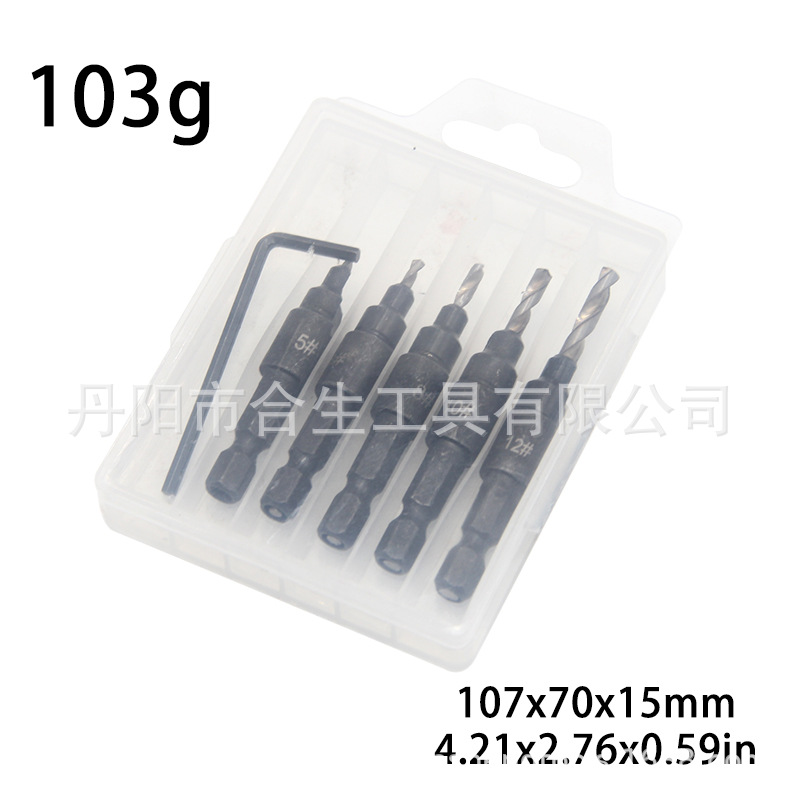 Carpintería abridor de agujero traje tornillo hexagonal herramienta de hardware taladro avellanado taladro de cono taladro de perforación de fresado