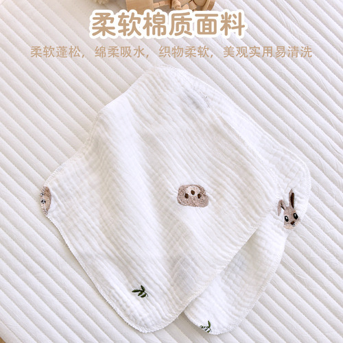 Newborn saliva napkin, baby pure cotton gauze embroidered Class A small handkerchief, baby face towel, universal wholesale for all seasons