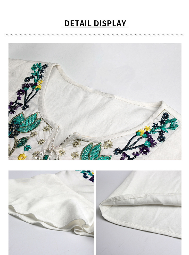camiseta bordada de algodón y lino nihaostyles ropa al por mayor NSKA92314