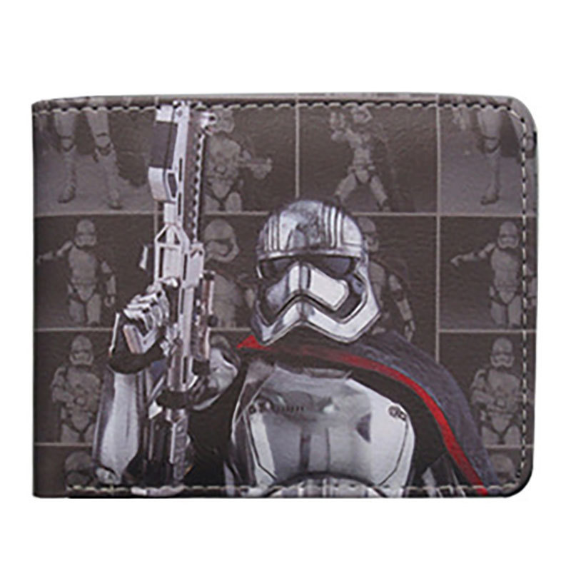 Cartera de animación alrededor de Star Wars, samurai negro, estudiantes blancos, monedero de cambio PU corto, monedero